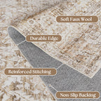 Bileehome 8X10 Washable Large Area Rugs For Living Room,Neutral Boho Modern Farmhouse Rug For Bedroom,Beige Tan
