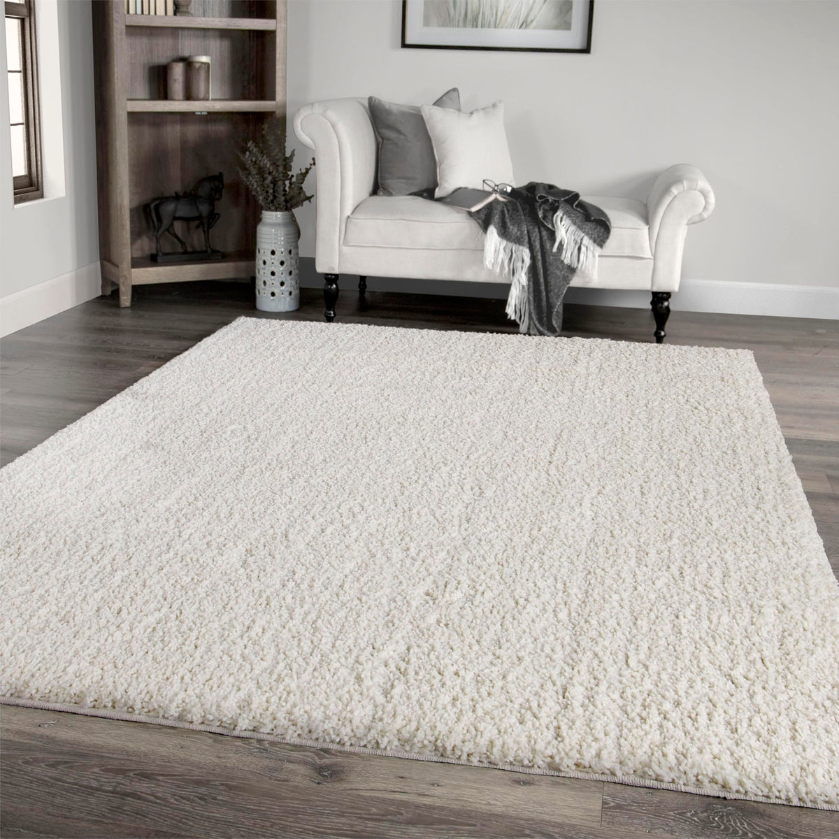 Cotton Tail Solid Plush Rug - 3'11&quot; X 5'5&quot; White, Durable, Stain-Resistant, Easy-To-Clean, Soft And Cozy Area Rug For Living Room, Dining Room, Bedroom, And Indoor Home Decor