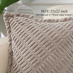 Decoruhome Decorative Khaki Throw Pillow Covers 22X22 Set Of 2 With Splicing, Boho Soft Corduroy Broadside Twill Pillow Covers F