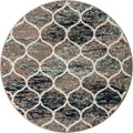 Unique Loom Trellis Frieze Collection Area Rug - Rounded (4' Round, Blue Multi/ Ivory)
