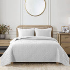 R.Share White Queen Size Quilt Bedding Sets With Pillow Shams, Boho Full Lightweight Soft Bedspread Coverlet, Quilted Blanket Th