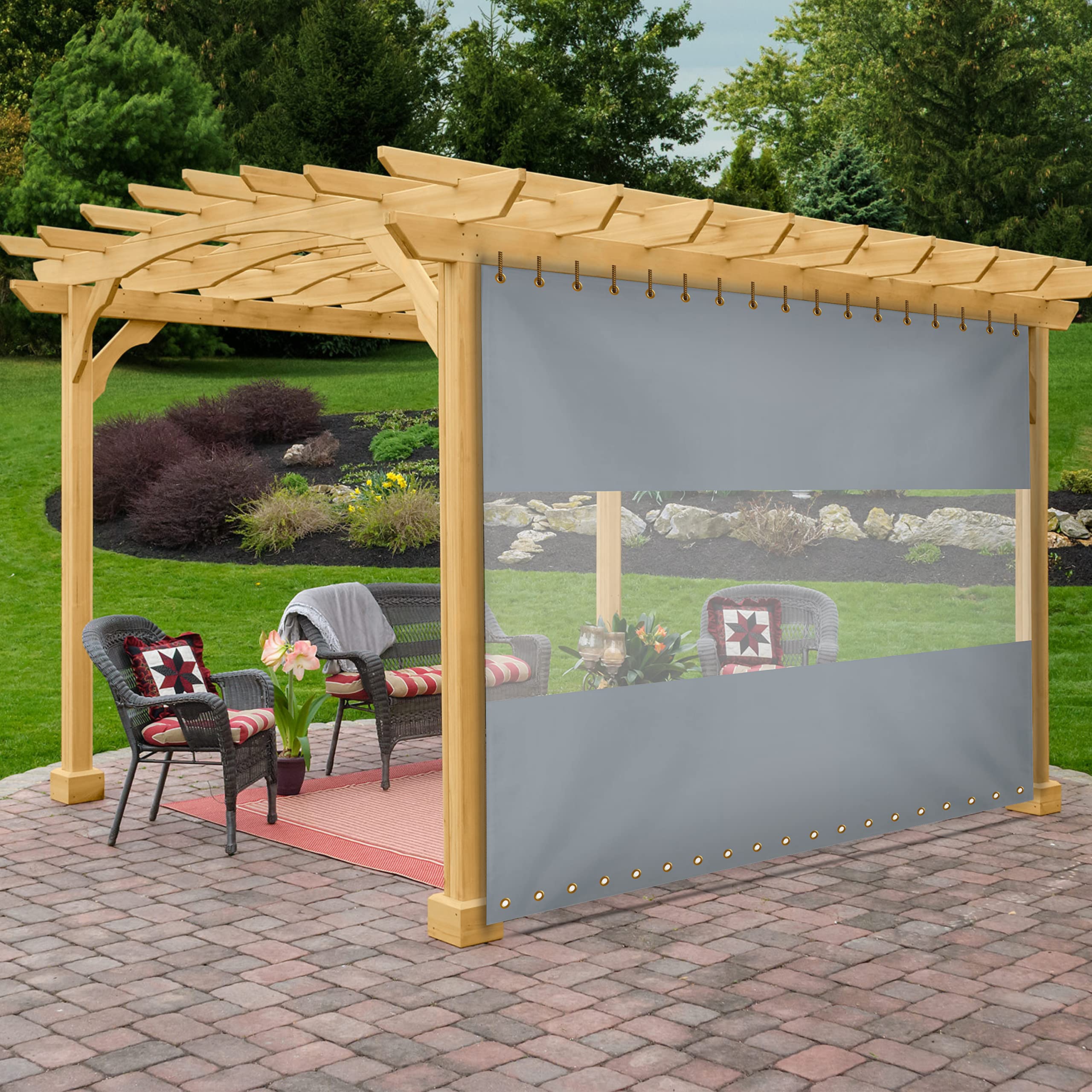 Covers & All Outdoor Clear Panel Curtain, 18 Oz Tarp Tuff Waterproof & Uv Resistant Material With Rustproof Grommets, Multi-Purp