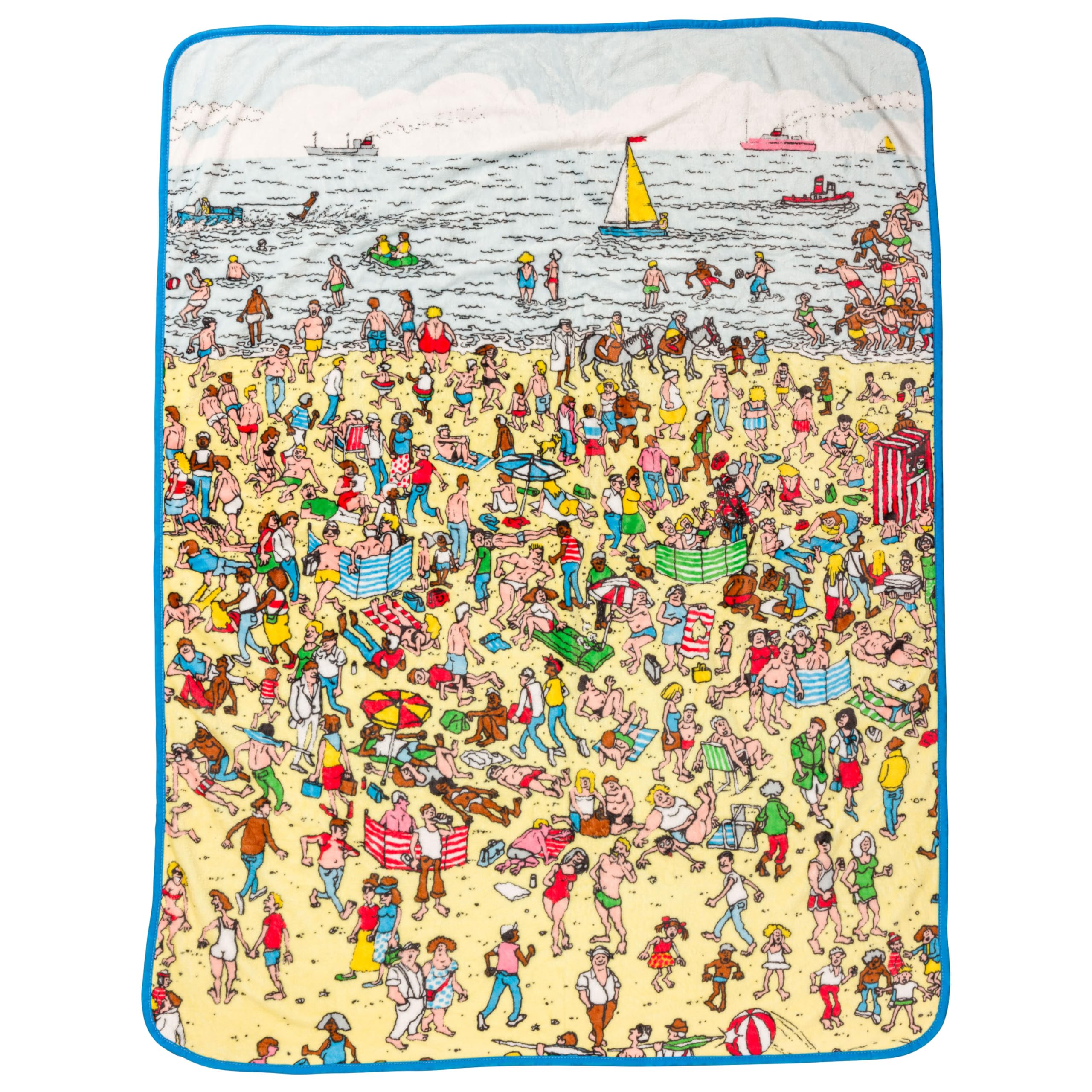 Silver Buffalo Wheres Waldo Beach Edition 45' X 60' Fleece Throw, Soft And Cozy Blanket, 250 Gsm