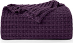 Utopia Bedding Cotton Waffle Blanket 300 Gsm (Plum - 90X90 Inches) Soft Lightweight Breathable Bed Blanket Queen Size Layering A