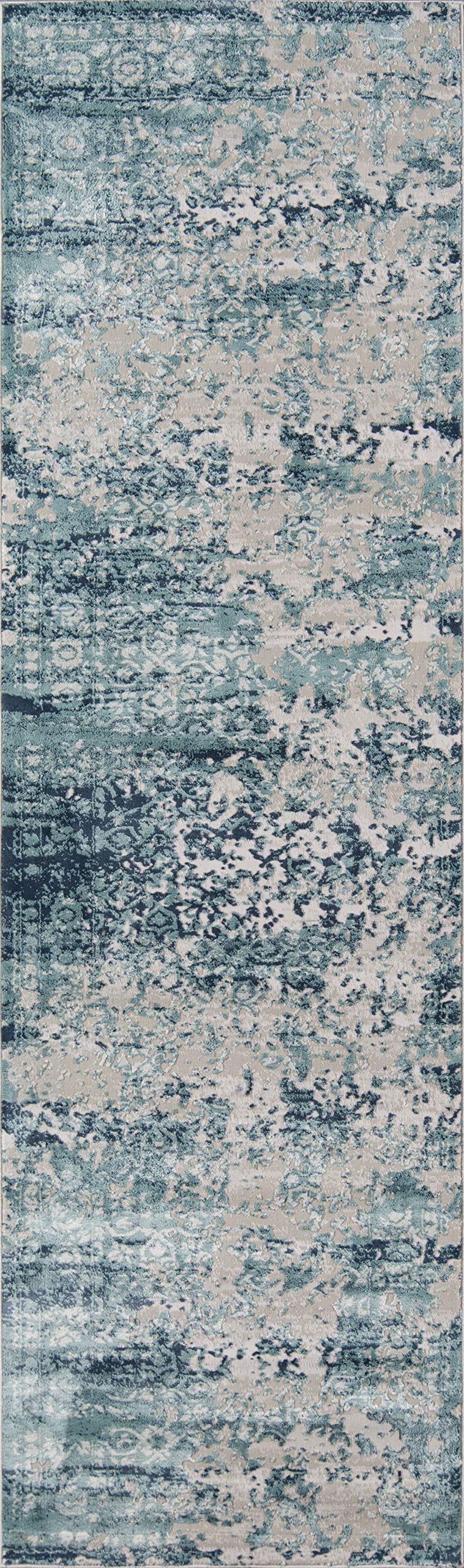 Momeni Genevieve Collection Area Rug, 23 Inch  X 76 Inch  Runner, Blue