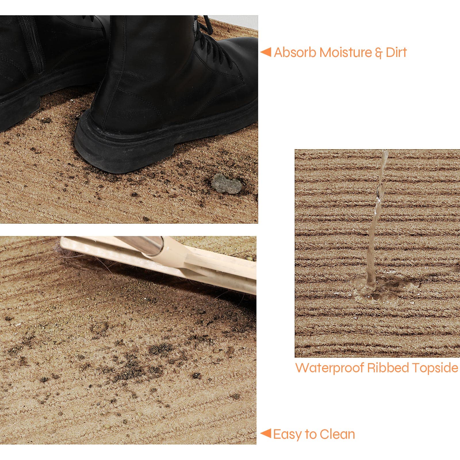 Nuanchu Large Semi Finished Outdoor Mat 16 X 79 Inch Narrow Door Mat Non Slip Boot Rugs Waterproof Carpet Roll For Bathroom Entryway Indoor Outdoor(Khaki,4 Roll)