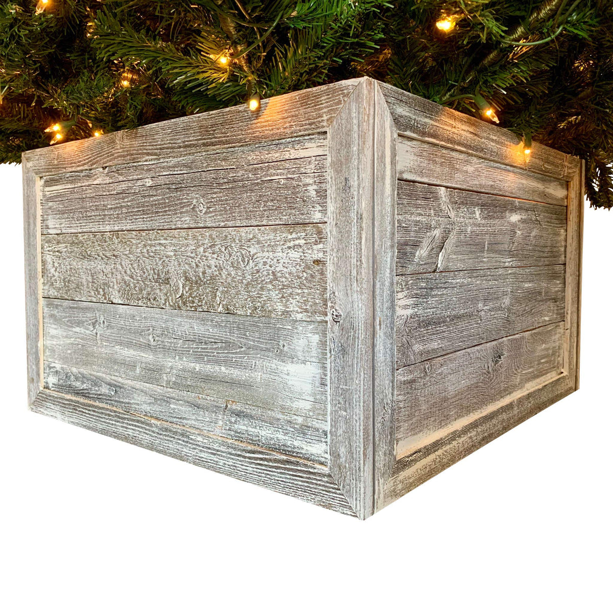 HomeRoots 23' Gray White Wash Plank Christmas Tree Collar