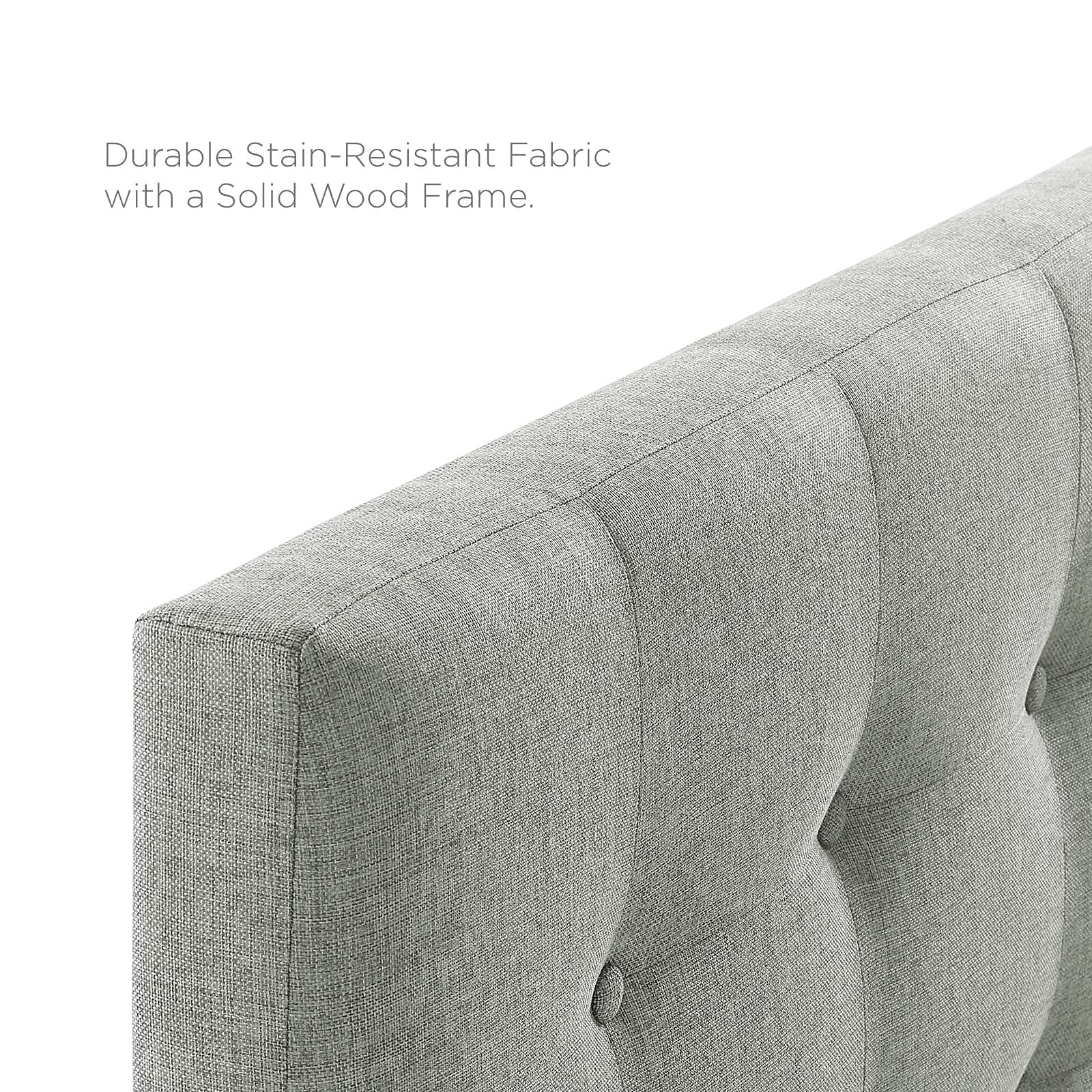 Modway Emily Tufted Button Linen Fabric Upholstered Queen Headboard in Gray