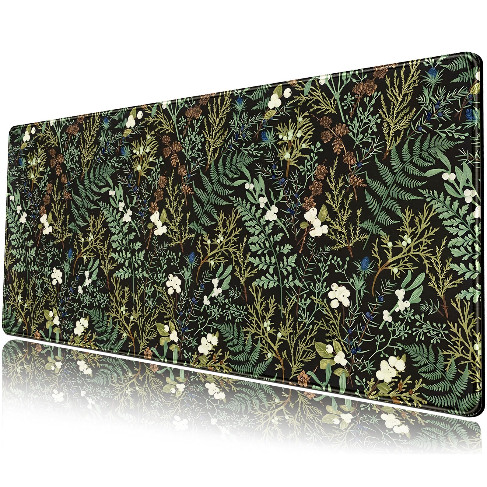 Green Plant Desk Mat Vintage Forest Large Mouse Pad Extended Nature Botanical Aesthetic Desk Pad Cute Floral Gaming Mousepad Xl