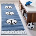 SAFAVIEH Carousel Kids Collection Runner Rug - 2 x 8, Navy & Ivory, Non-Shedding & Easy Care, Ideal for High Traffic Areas for