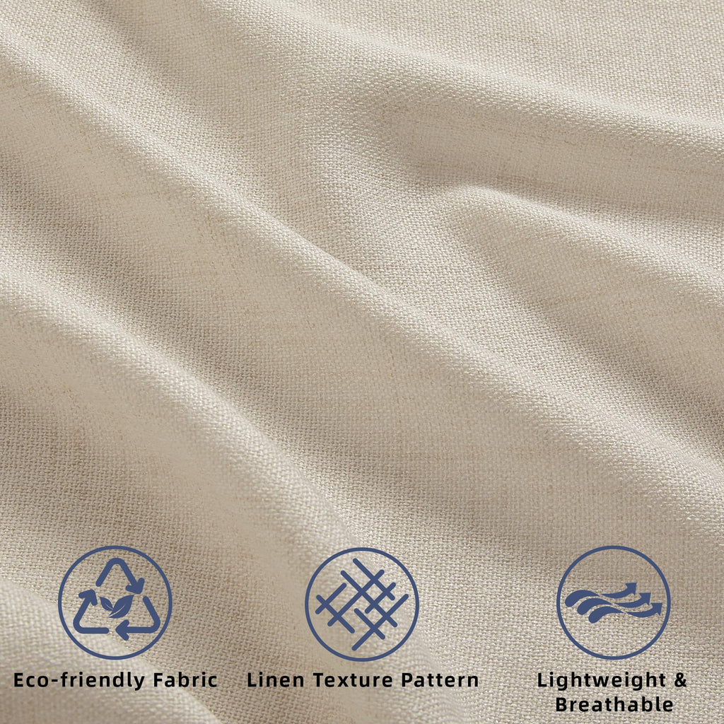Daysu Linen Curtains 108 Inches Long 2 Panels Set For Bedroom/Living Room, Oatmeal Semi Sheer Farmhouse Curtains, Rod Pocket Hoo