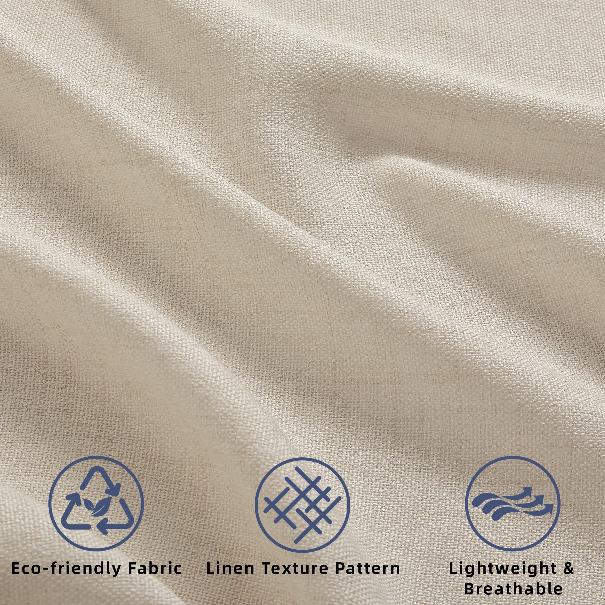 Daysu Linen Curtains 108 Inches Long 2 Panels Set For Bedroom/Living Room, Oatmeal Semi Sheer Farmhouse Curtains, Rod Pocket Hoo