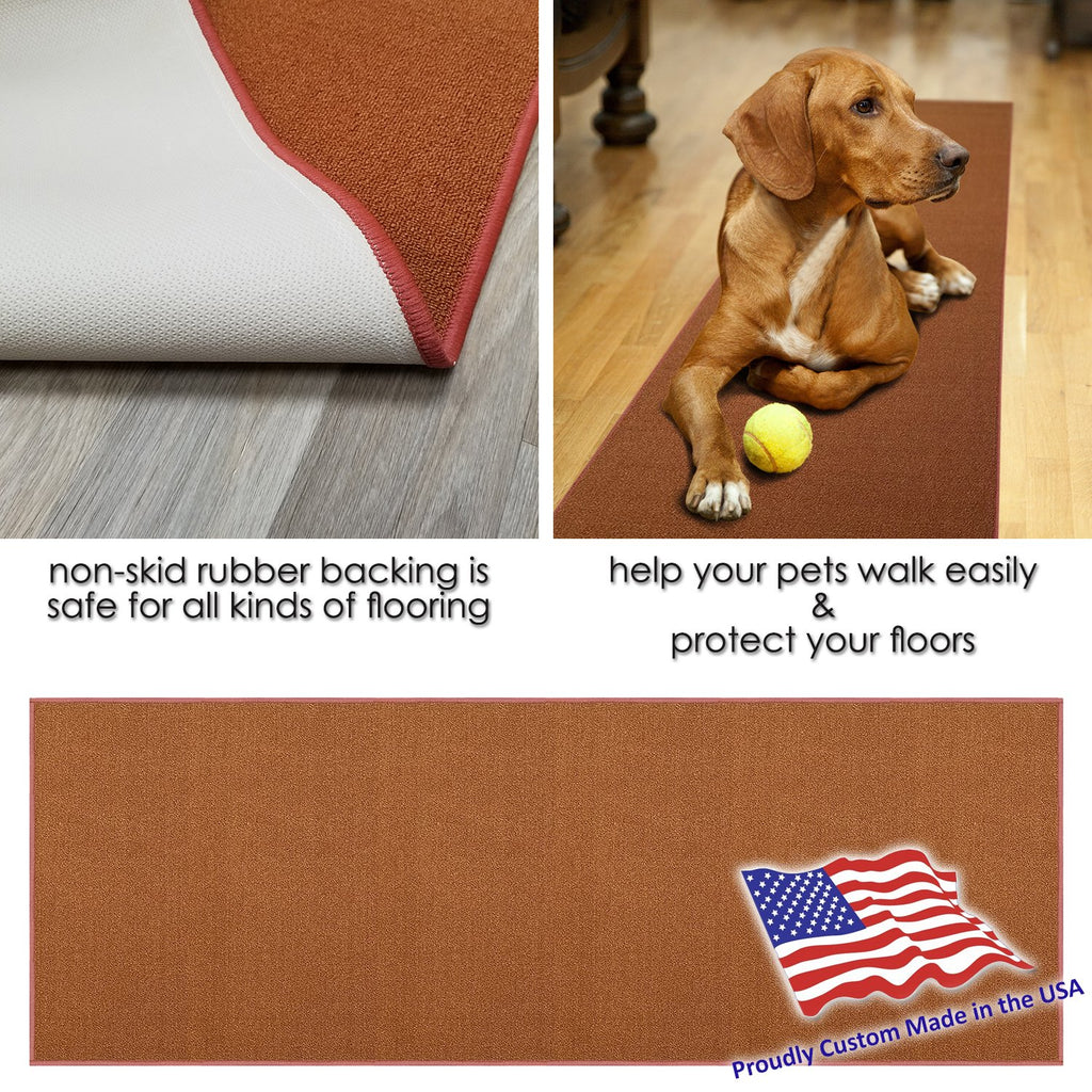 Kapaqua Custom Size Burnt-Orange Solid Plain Rubber Backed Non-Slip Hallway Stair Runner Rug Carpet 31 Inch Wide Choose Your Len
