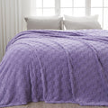 Newcosplay Super Soft Queen Blanket Lavender Premium Silky Flannel Fleece 3D Checkered Lightweight Bed Blanket All Season Use (L