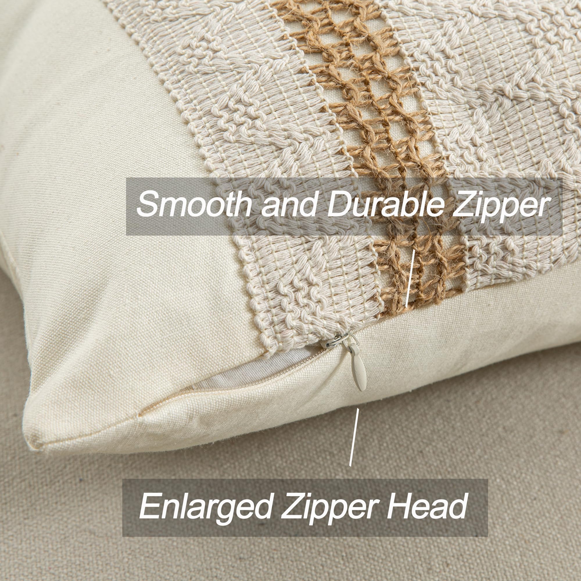 Mayler Yee Throw Pillow Covers 20 X 20 Inch 1Pc For Farmhouse Living Room, Cotton & Burlap Textured Striped Woven Boho Pillow Co