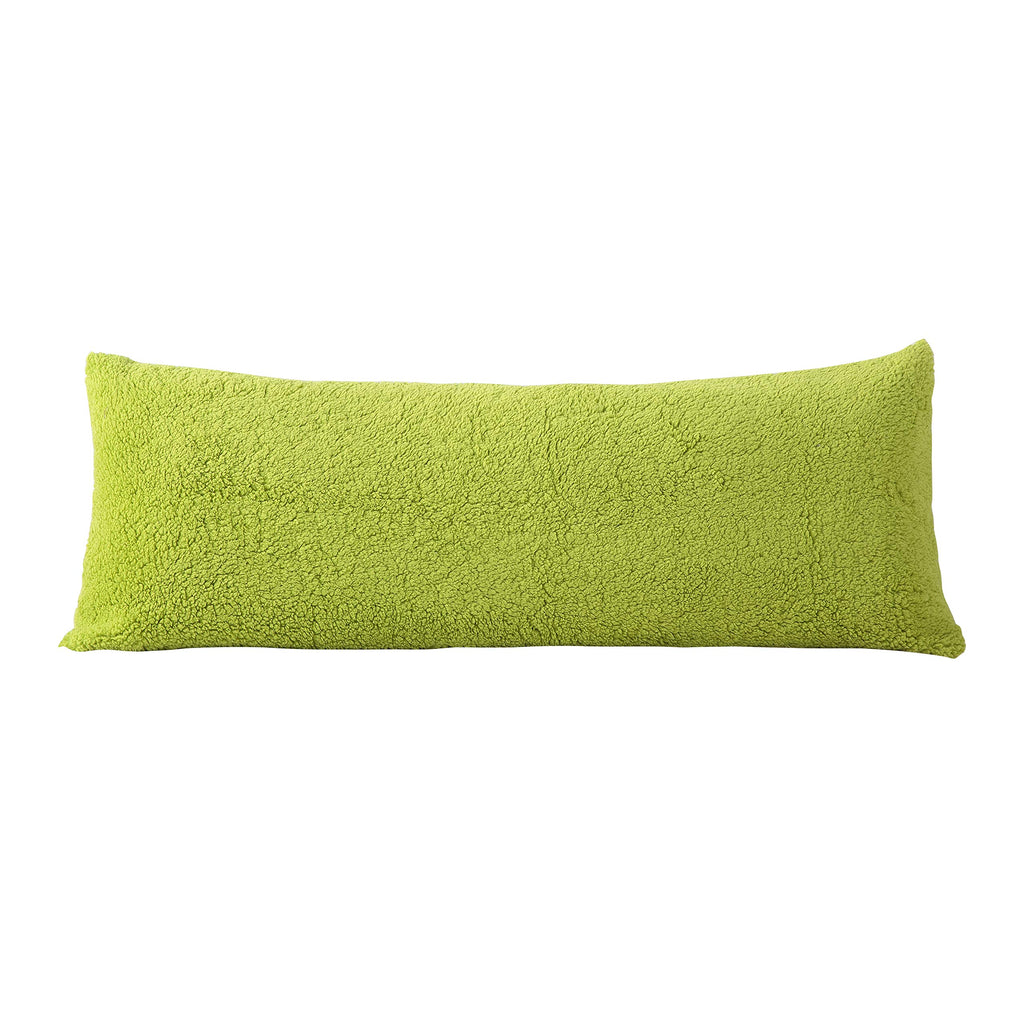 Reafort Ultra Soft Sherpa Body Pillow Cover/Case With Zipper Closure 21'X54' (21'X54' Body Pillow Cover, Lime)