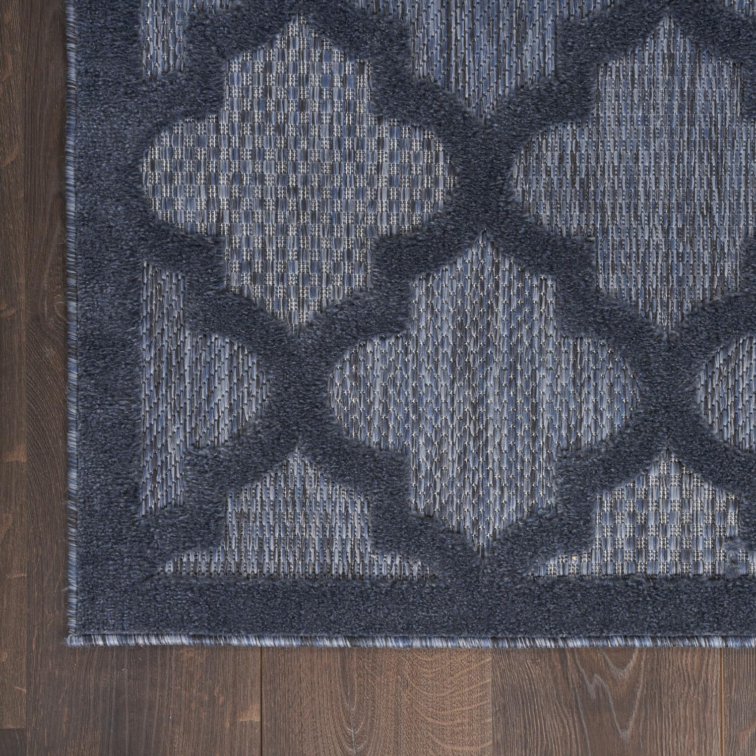 Nourison Easy Care Moroccan Navy Blue 5' X 7' Area -Rug, Trellis, Easy -Cleaning, Non Shedding, Bed Room, Living Room, Dining Room, Backyard, Deck, Patio (5X7)