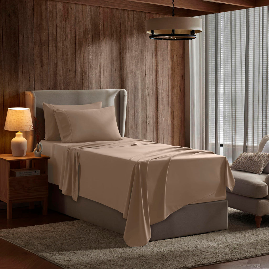 Nestl Twin Xl Sheets Set - 3 Piece Twin Xl Bed Sheets, Deep Pocket, Hotel Luxury, Extra Soft, Breathable And Cooling, Taupe Twin