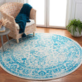 SAFAVIEH Adirondack Collection 6 Round Ivory / Teal ADR109D Oriental Distressed Non-Shedding Dining Room Entryway Foyer Living 