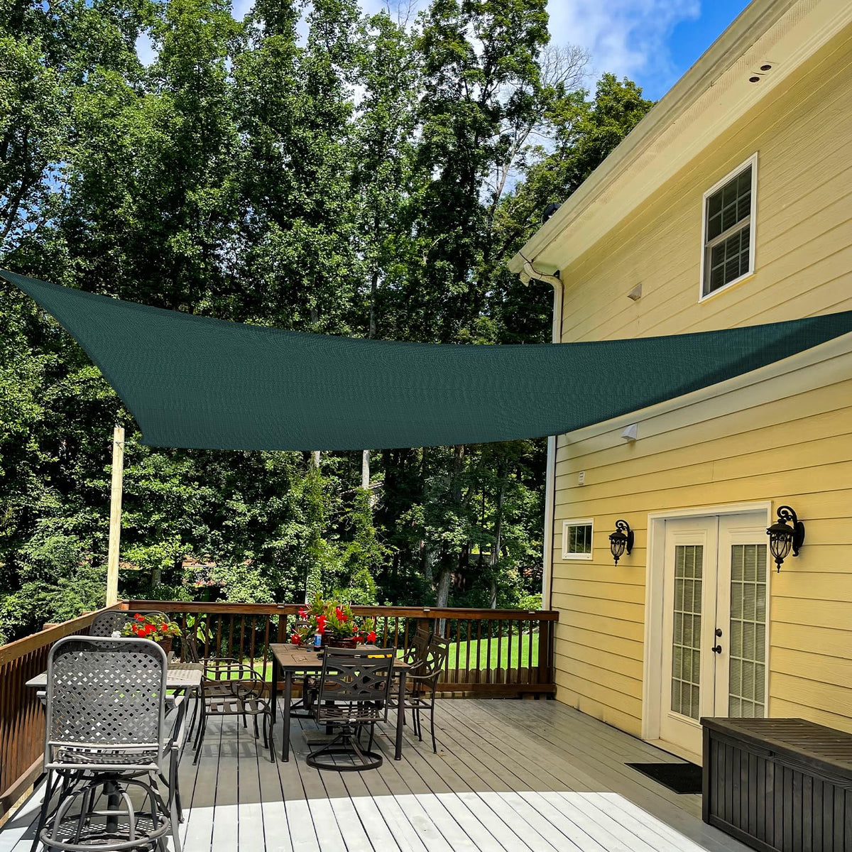 Tang Sunshades Depot Dark Green 7' X 24' Sun Shade Sail Rectangle Canopy Shade Cover Uv Block For Backyard Pergola Porch Deck Ga