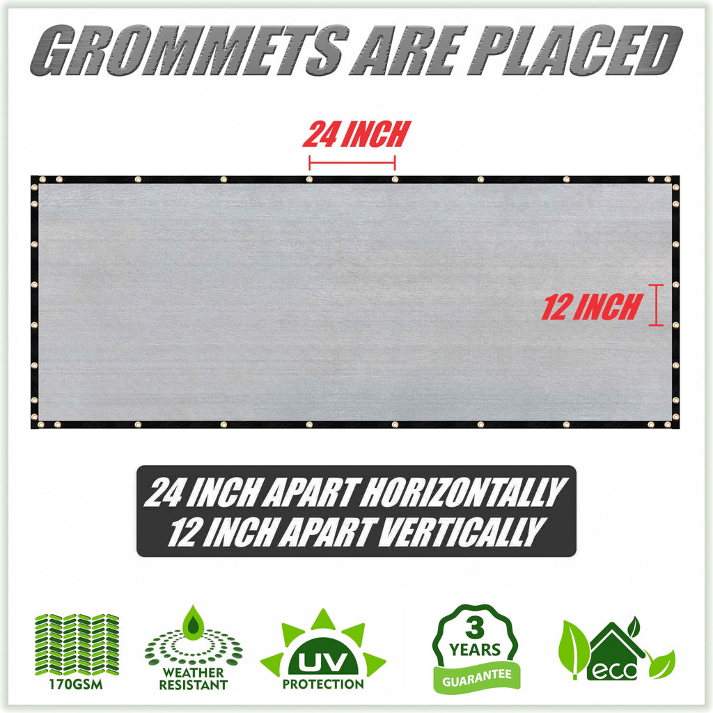 Colourtree 4' X 50' Grey Fence Privacy Screen Windscreen Cover Fabric Shade Tarp Netting Mesh Cloth - Commercial Grade 170 Gsm - Cable Zip Ties Included - We Make Custom Size