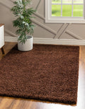 Rugs.com - ber Cozy Solid Shag Collection Rug - 7 x 10 Chocolate Brown Shag Rug Perfect for Bedrooms, Dining Rooms, Living Roo