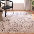 SAFAVIEH Amelia Collection Accent Rug - 4 x 6, Grey & Light Grey, Modern Trellis Distressed Design, Non-Shedding & Easy Care, 