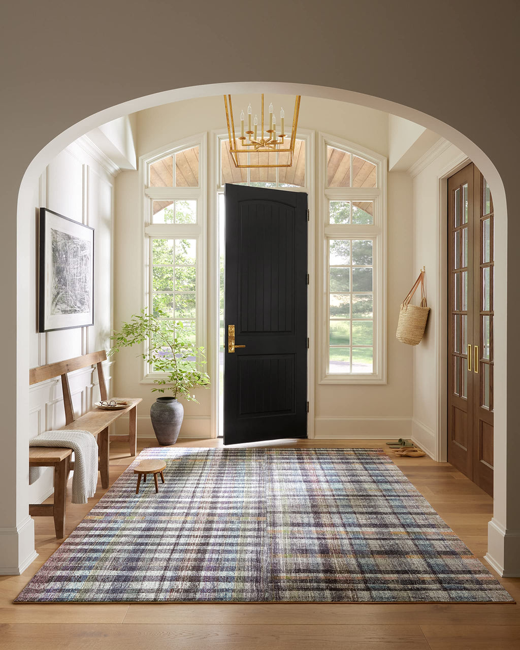 Loloi Chris Loves Julia X Humphrey Collection, Plum & Multi 2'-3'' X 11'-6'' Area Rug - Plaid Accent Rugs For Living Room, Bedro
