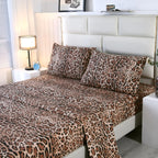 Sdy 4Pcs Leopard Bedding Sheets Queen Size Leopard Print Sheet Set Included 1 Fitted Sheet With 14'' Deep Pocket + 1 Top Flat Sh