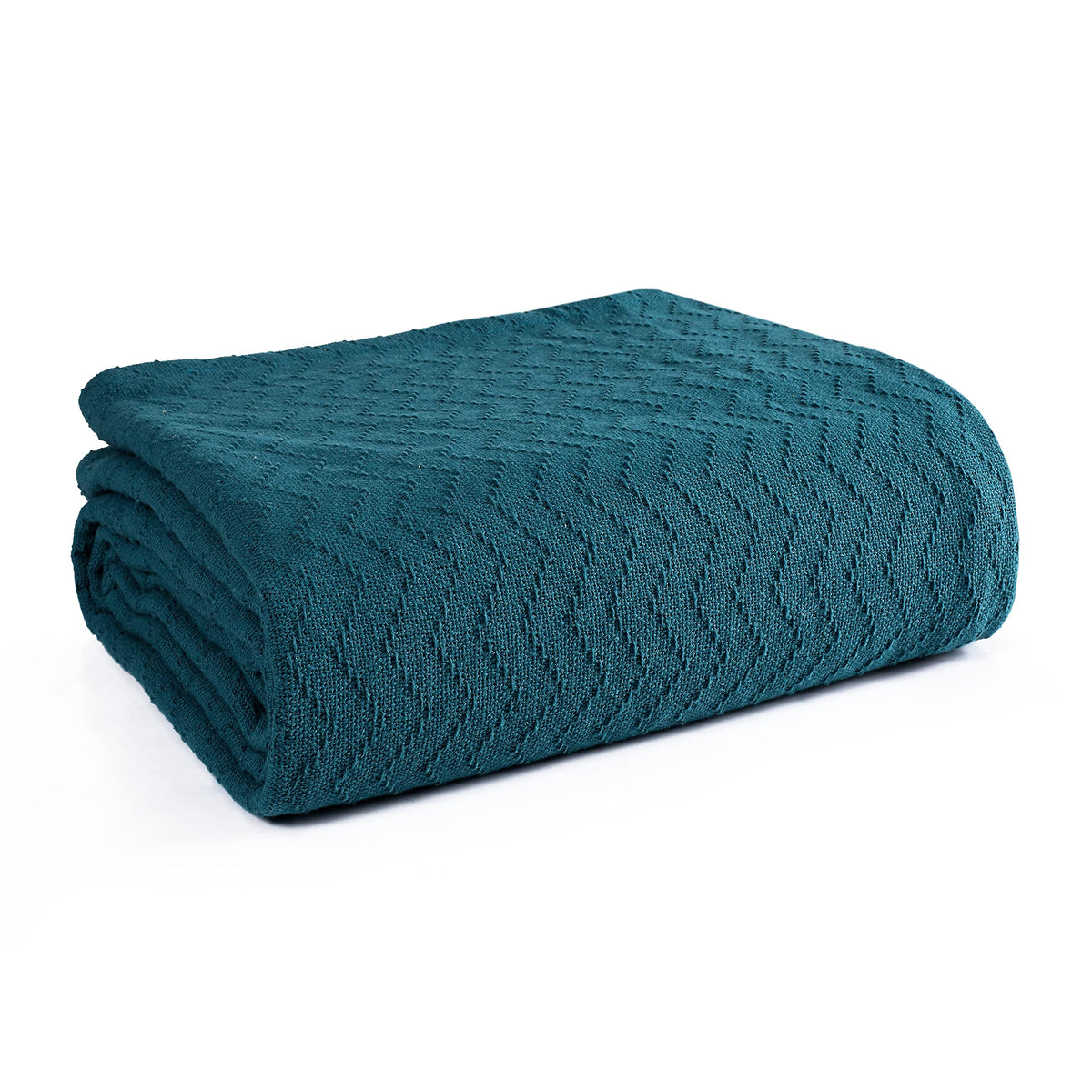ELVANA HOME BELIZZI Home 100% Cotton Bed Blanket, Breathable Thermal Blanket King Size, Soft Chevron Thermal Blanket 90x102,
