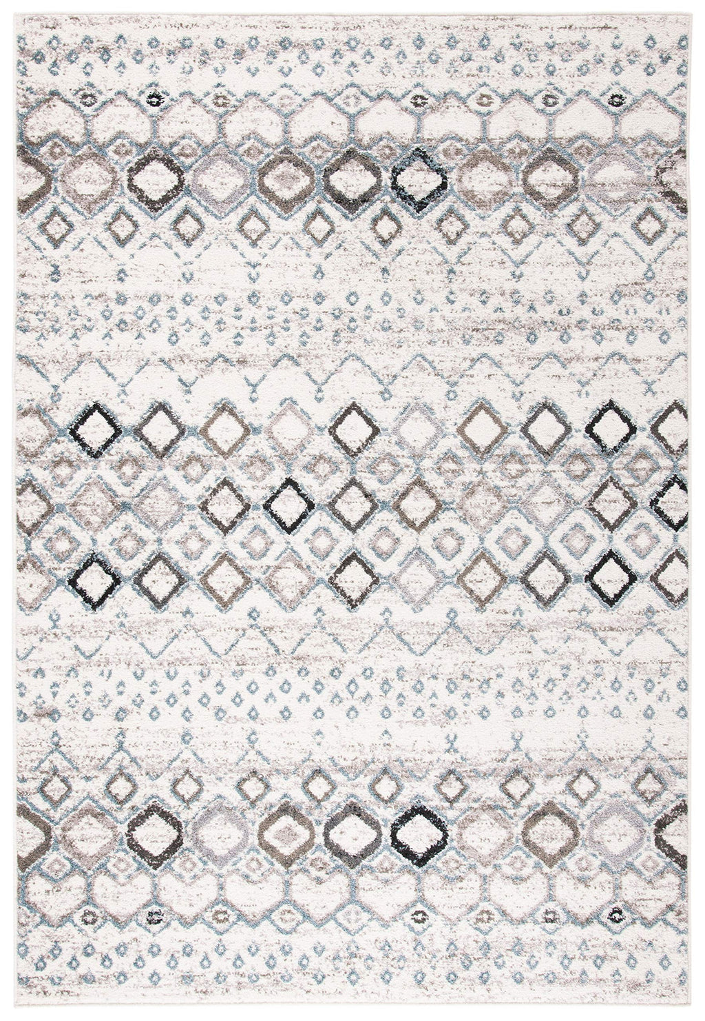 Safavieh Amsterdam Collection Accent Rug - 4' X 6', Ivory & Grey, Moroccan Boho Design, Non-Shedding & Easy Care, Ideal For High