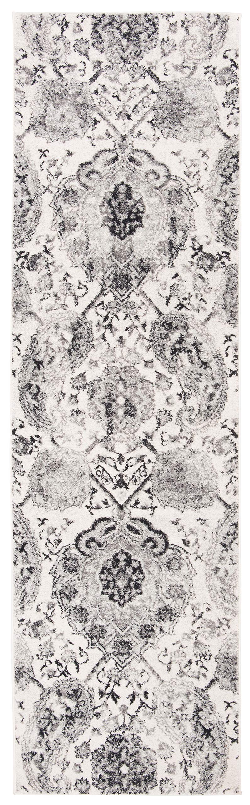 Safavieh Madison Collection Runner Rug - 2'3'' X 22', Cream & Silver, Boho Chic Glam Paisley Design, Non-Shedding & Easy Care, I
