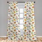 Ambesonne Cartoon Animal Window Curtains, Australian Fauna Silly Faces Savannah Lion Crocodile Repetitive Pattern, Lightweight D