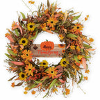 JINGHONG Fall Wreaths for Front Door 22 Inch Artificial Fall Wreath Floral Autumn Wreath for Outside Door Harvest Thanksgiving D