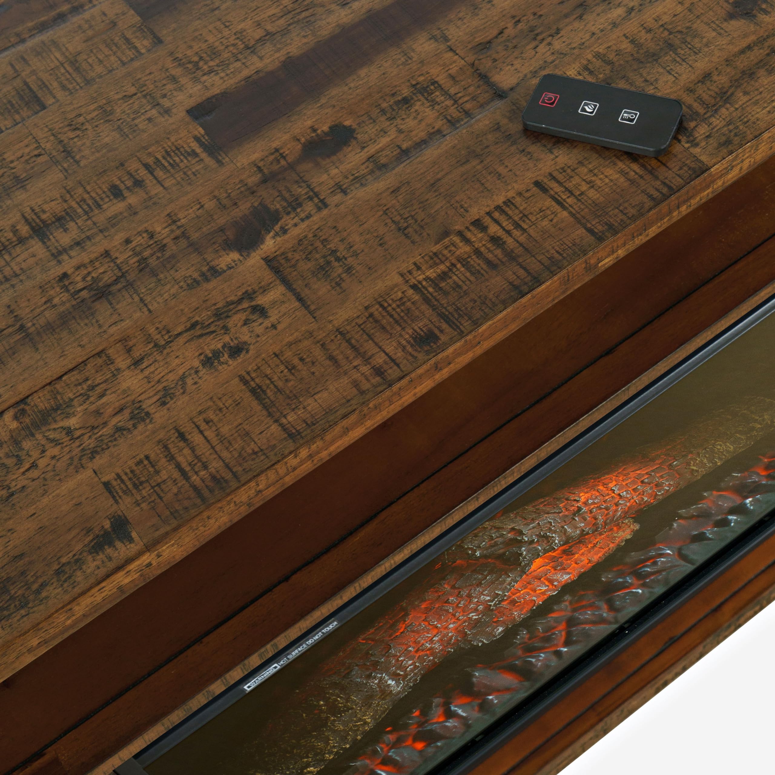 Cannon Valley Industrial Modern 60'' Storage Console TV Stand with Electric Fireplace