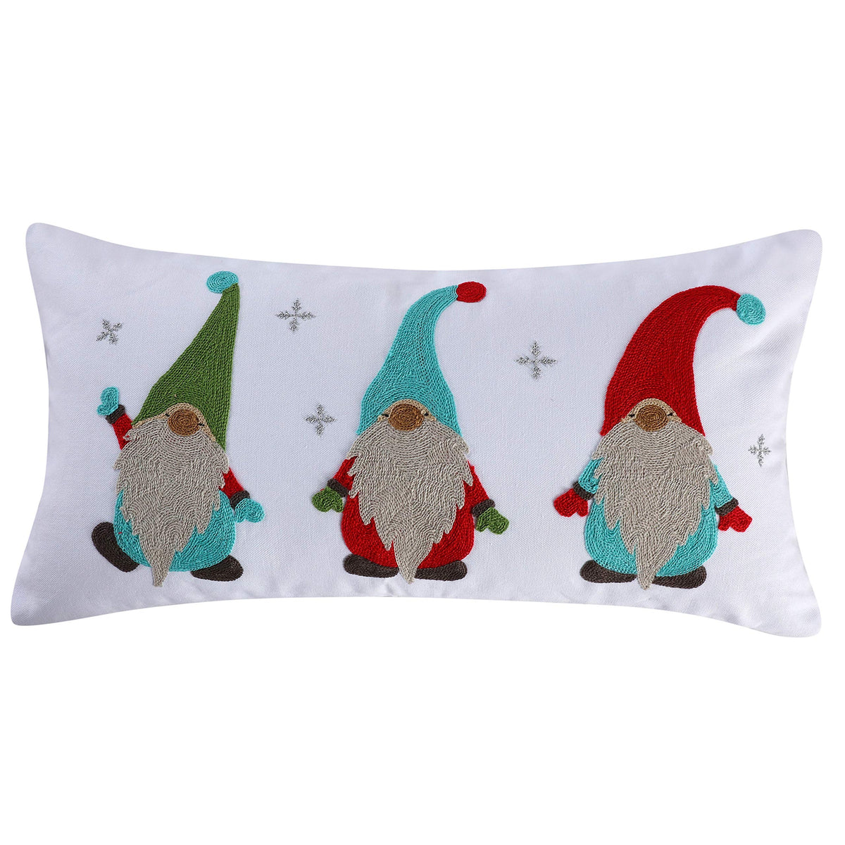 Levtex Home Merry & Bright Collecion - Let It Snow - Christmas Decorative Pillow (12 X 24In.) - Gnomes - Green, Red, Turquoise A