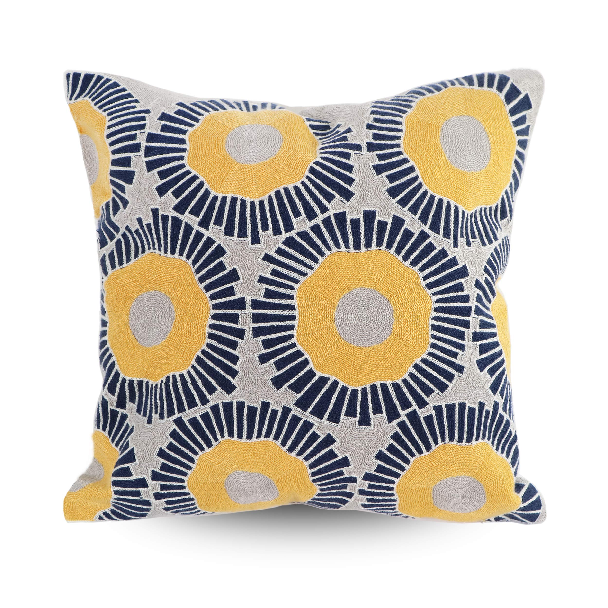 Hodeco Embroidery Throw Pillow Covers 18X18 Inch Decorative Floor Pillow Cover For Couch Bed Room Chair 100% Cotton Cushion Cove