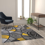 Flash Furniture Jubilee Collection Abstract Area Rug - Colorfast Yellow Olefin Rug - 5' X 7' Area Rug - Jute Backing - Living Room, Bedroom, & Family Room