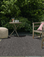 Unique Loom Outdoor Solid Collection Area Rug (7' 10'' X 10' Rectangle Black/Ivory)