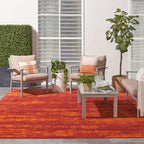 Nourison Essentials Indoor/Outdoor Solid Abstract Red 8' X 10' Area Rug, Easy Cleaning, Non Shedding, Bed Room, Living Room, Dining Room, Backyard, Deck, Patio (8X10)