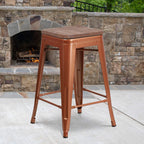 Flash Furniture Sinclair 24" High Backless Copper Counter Height Stool With Square Wood Seat