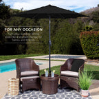 Best Choice Products 7.5Ft Heavy-Duty Round Outdoor Market Table Patio Umbrella W/Steel Pole, Push Button Tilt, Easy Crank Lift - Black