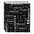Magnetic Self-Stick 3-Ring Photo Album 100 Pages (50 Sheets), Black & White Words Design