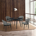 Armen Living Arcadia And Juno 5 Piece Dining Set, 42' Round, Charcoal/Black Wood