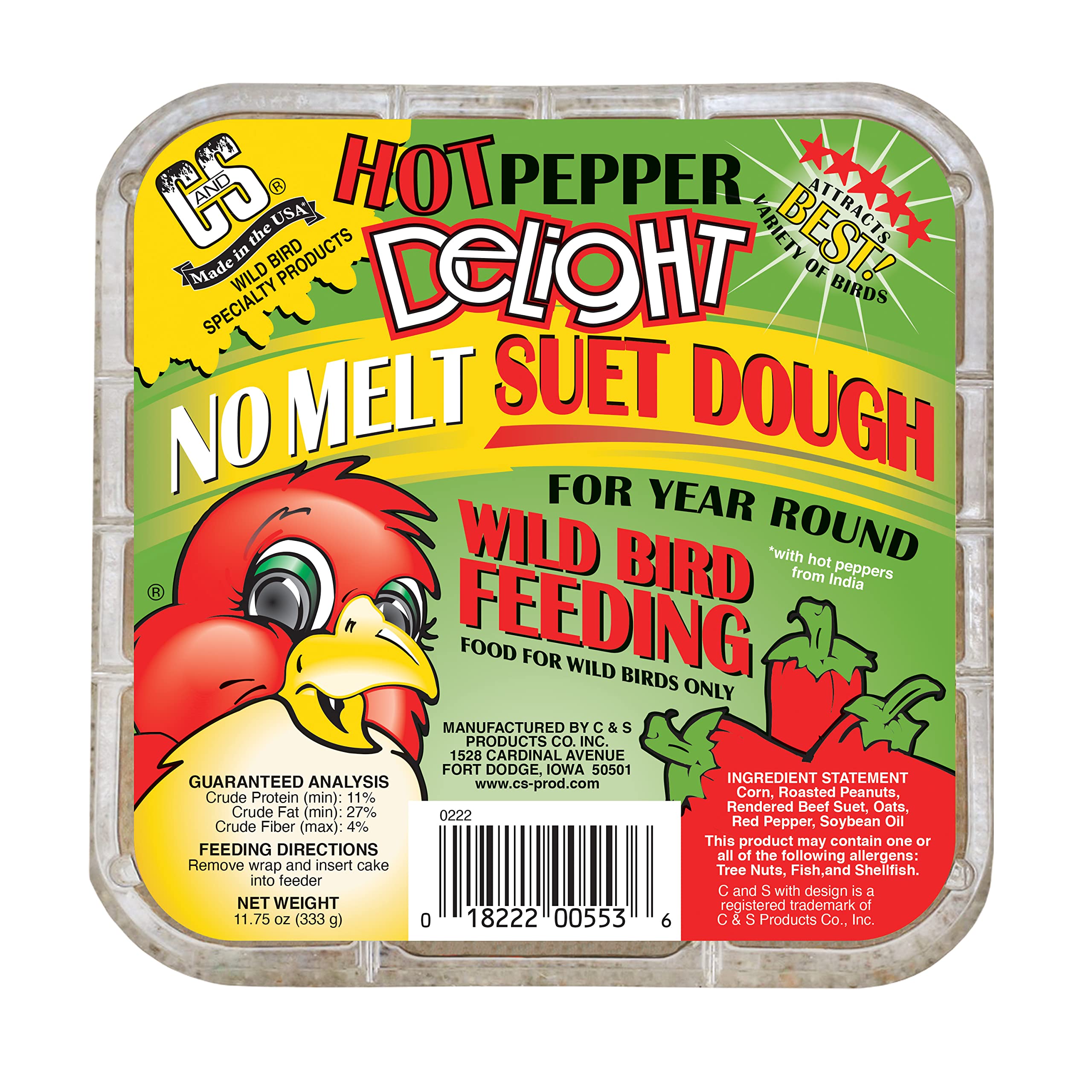 C&S Hot Pepper Delight No Melt Suet Dough 11.75 Ounces, (Pack Of 8)