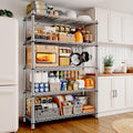 Reibii 5 Tier Wire Shelving,Storage Shelves Metal Shelves For Storage Loads 1200Lbs,Adjustable Garage Shelving Heavy Duty Metal