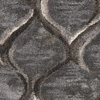 HomeRoots Polypropylene 5'x8' Charcoal Grey Machine Woven Ogee Indoor Area Rug