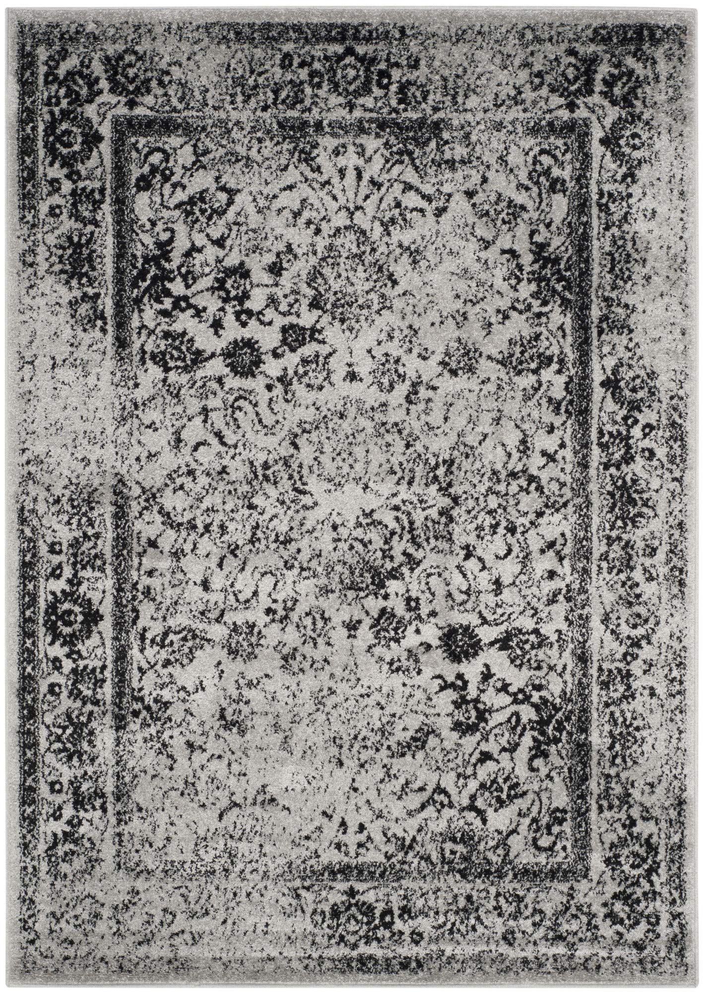 SAFAVIEH Adirondack Collection Area Rug - 51 x 76, Grey & Black, Oriental Distressed Design, Non-Shedding & Easy Care, Ideal f