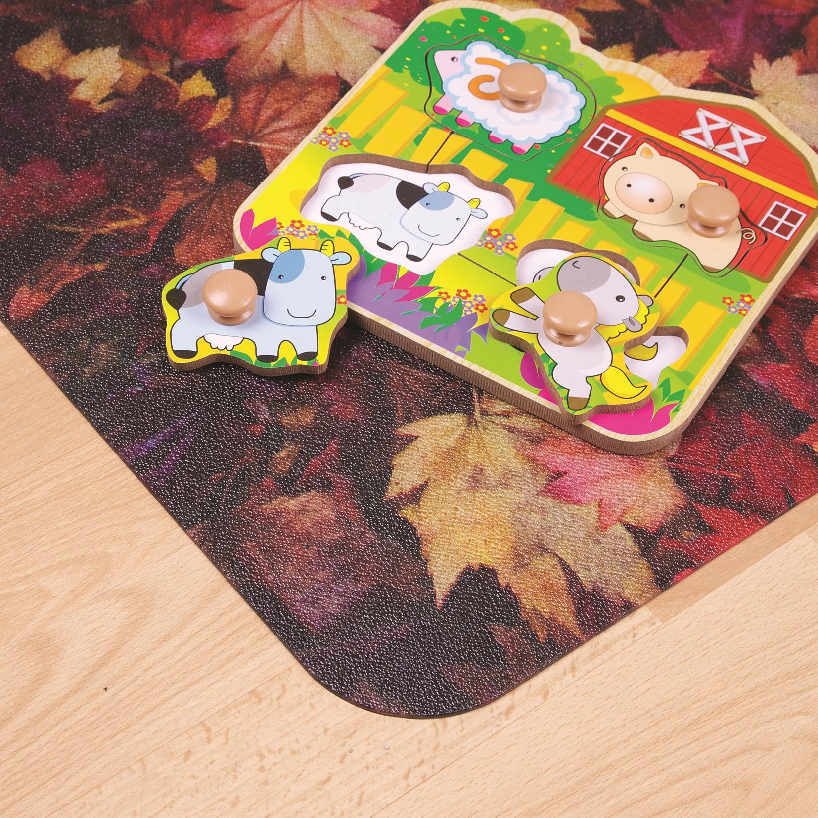 Floortex Colortex Photo Ultimat Rectangular General Purpose Mat in Autumn Leaves Design for Hard Floors & Low Pile Carpets (36" x 48"), Multicolor, FC229220ECAL