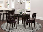 East West Furniture BOAN5-CAP-LC 5 Piece Dining Set Includes a Round Dinner Table and 4 Faux Leather Kitchen Dining Chairs, 42x42 Inch, Cappuccino